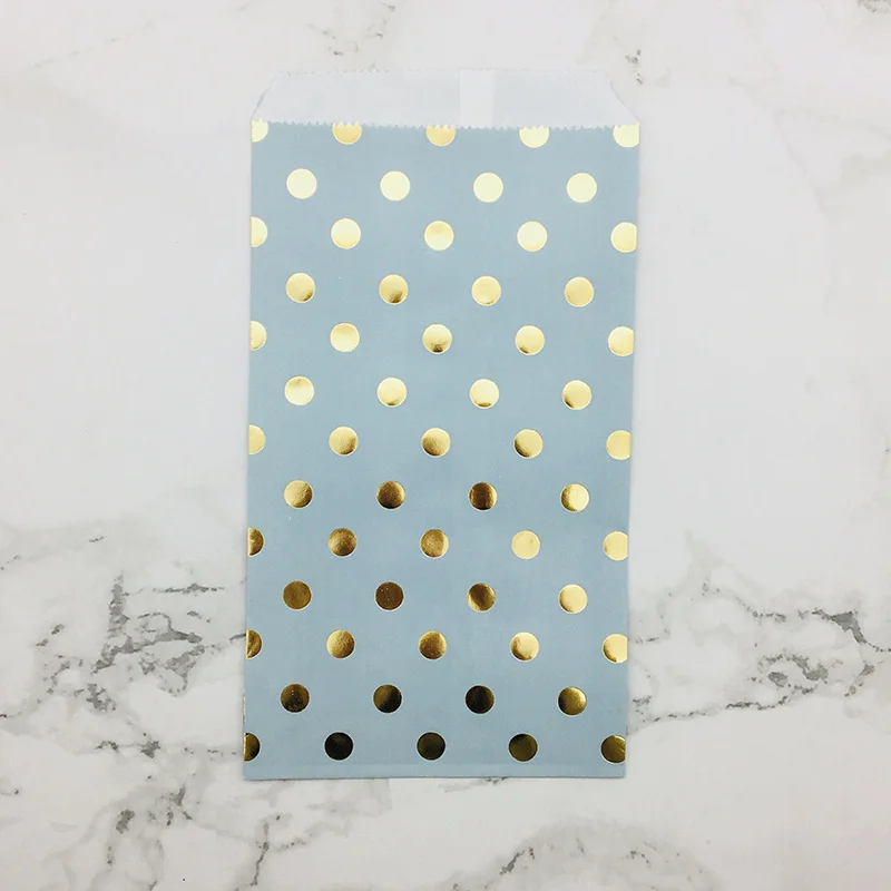 Gray Gold Dot 150 шт Серый с фольгой Золотой горошек бумажный мешок торт десерт домашние вечерние конфеты, снек обработанные сумки ребенок день рождения, детский душ Декор сумка - Цвет: Gray Gold Dot