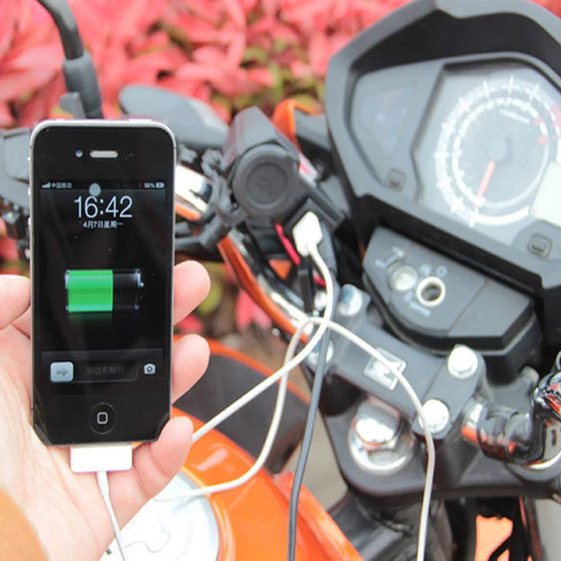 Водонепроницаемый USB адаптер на руль мотоцикла скутера прикуривателя 12