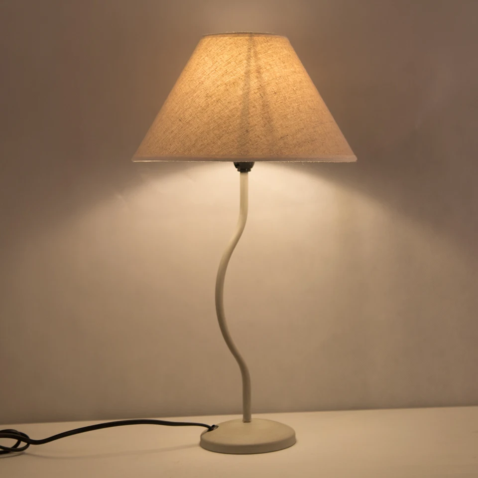 

Retro Flax Lampshade Table Light Grey Body E14 220V Desk Lamp Indoor Lighting Home Decoration Lights for Bedroom Hotel Hallway