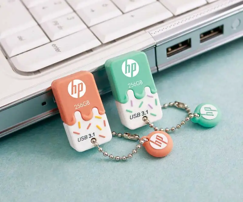 Новое поступление hp USB флэш-накопитель 32 Гб 64 Гб 128 ГБ USB3.1 силиконовый мороженое оранжевый цвет Флешка Тип C OTG DJ диск ручка-накопитель