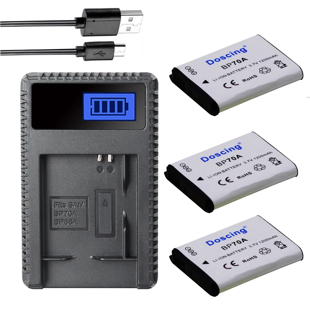 Батарея Doscing BP 70A BP70A + зарядное устройство с ЖК дисплеем для Samsung ST90 ST95 ST100 150F 700 6500