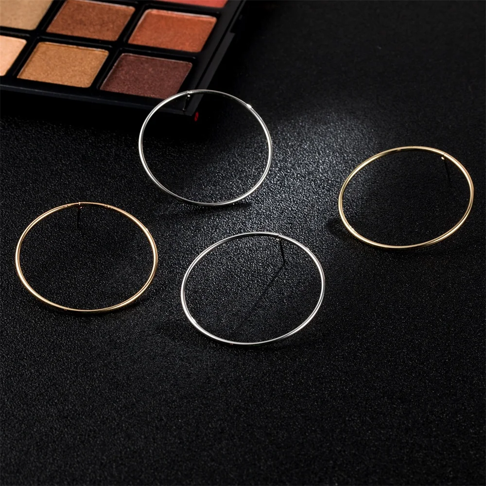 EN Новые простые корейские модные большие круглые серьги кольца для женщин