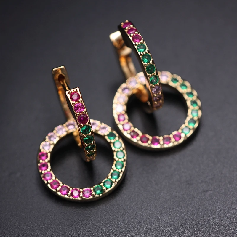 Женские круглые серьги-кольца двухцветные Винтажные серьги золотого цвета с