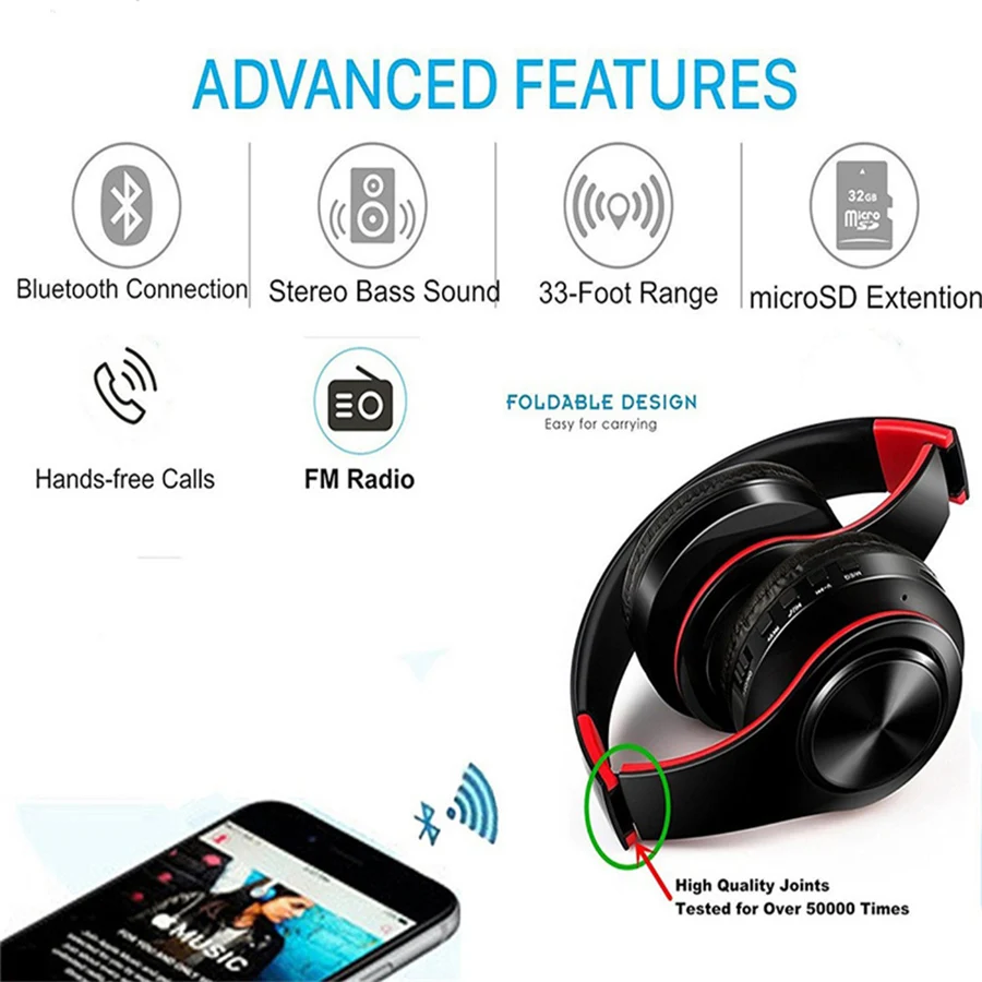 Вы первые беспроводные наушники Bluetooth шумоподавление Складные стерео bluetooth-наушники с микрофоном для телефона