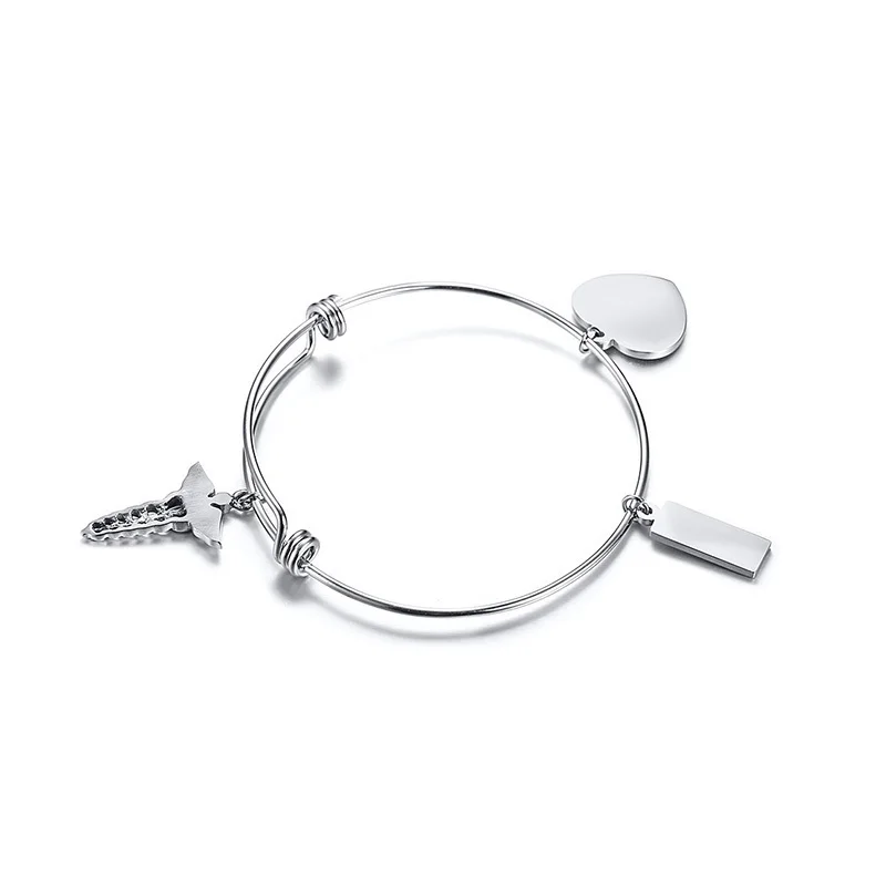 Браслет женский из нержавеющей стали серебристого цвета с медицинской