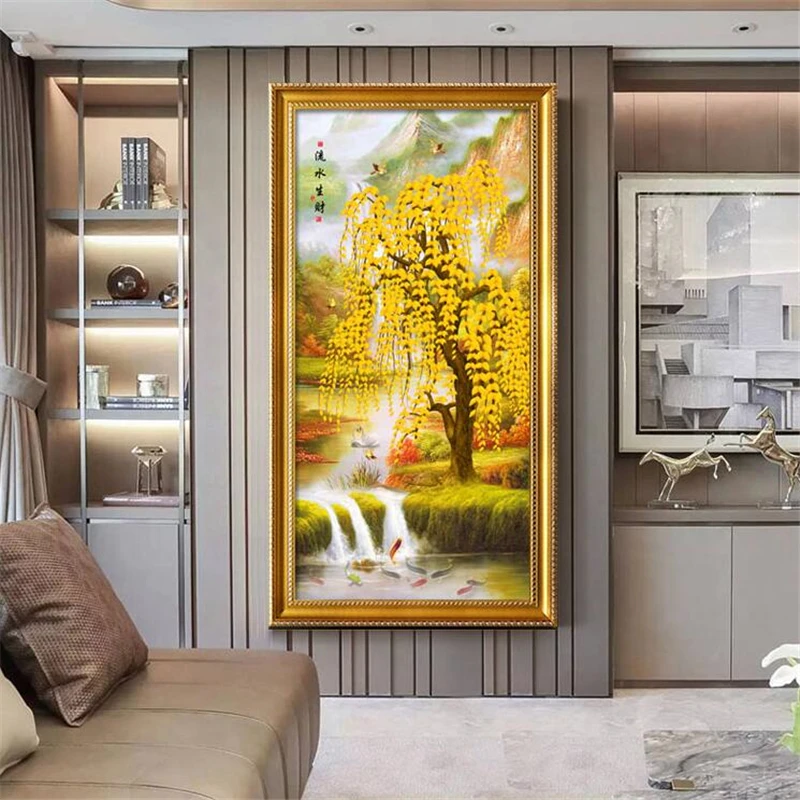 Пользовательские Обои wellyu 3d Френки текущая вода Фортуна дерево девять рыбок