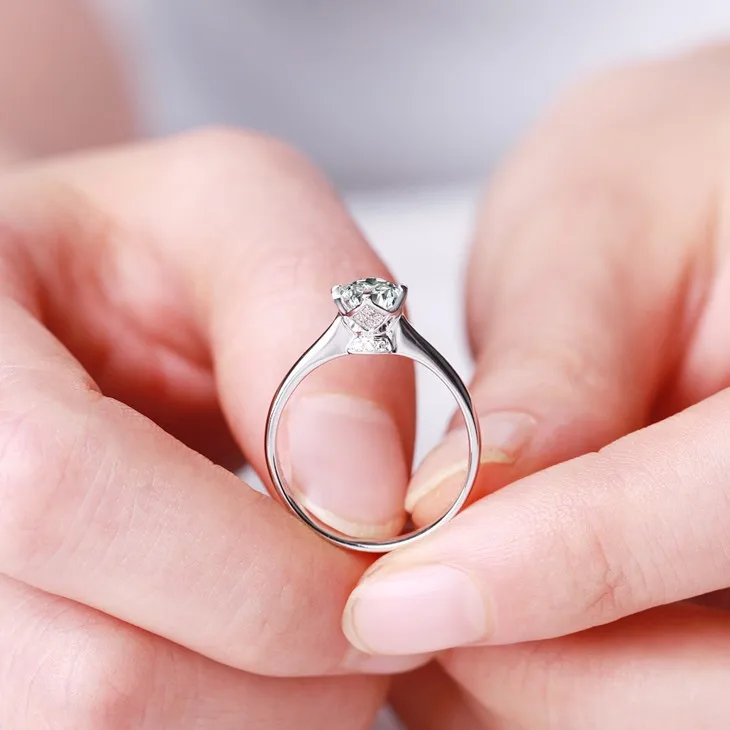 Реальный ZOCAI круглой огранки 0,40 КТ Сертифицированный основной алмаз 0,10 Ct боковой АЛМАЗ 18 K Белое Золото Обручальное женское кольцо W01450