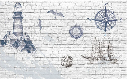 Винтажные обои на заказ 3d-маяк Морская Лодка и кирпичная стена для гостиной