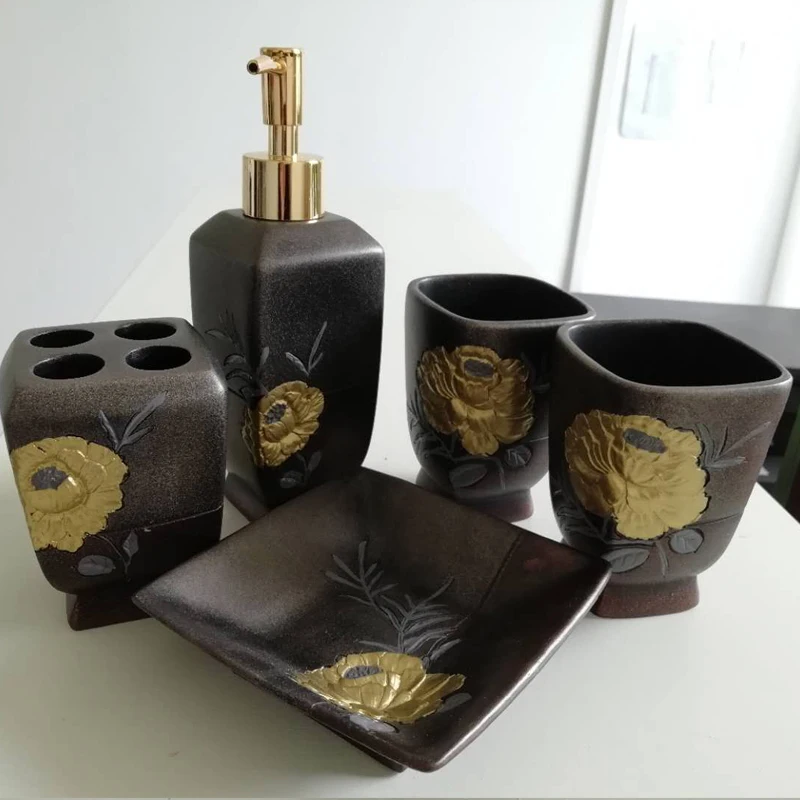 5 комплектов керамических принадлежностей для ванной комнаты чистящие