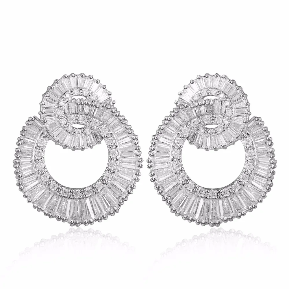 

GrayBirds High Quality AAA T Cubic Zirconia Double Loop Drop Earrings Best Gifts For Mother's Days Elegant Jewelry LPE001