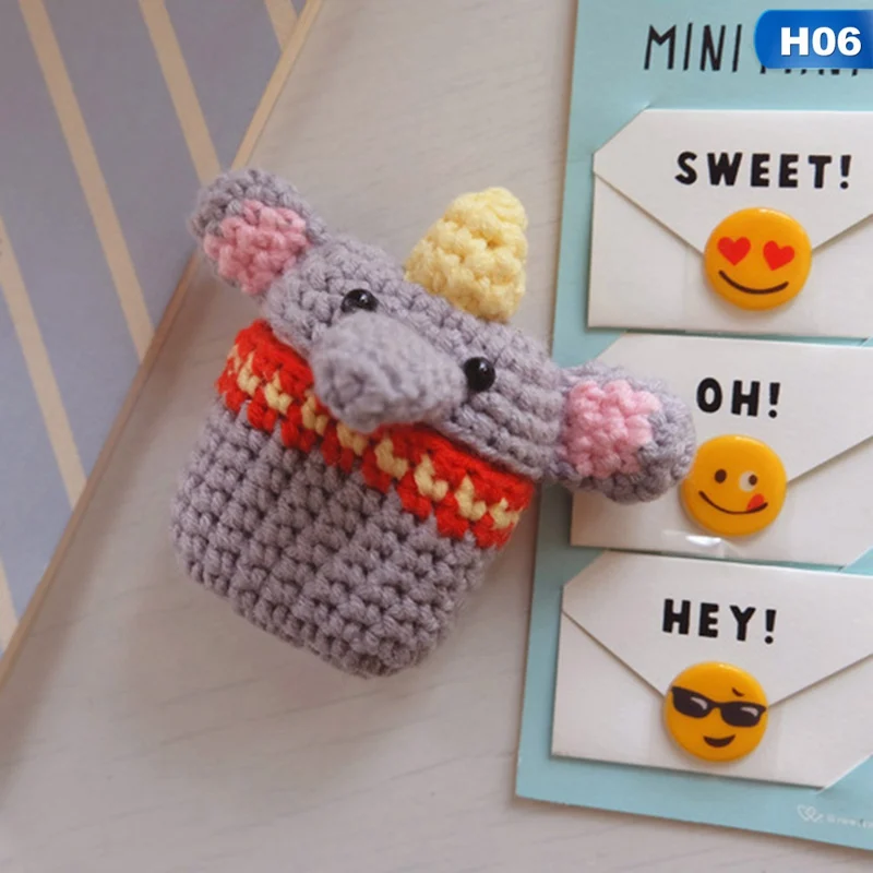 H06 Новинка, ручная работа, милый мультяшный чехол на свитер, нескользящий вязаный шерстяной чехол для AirPods Airpod, высокое качество - Цвет: H06