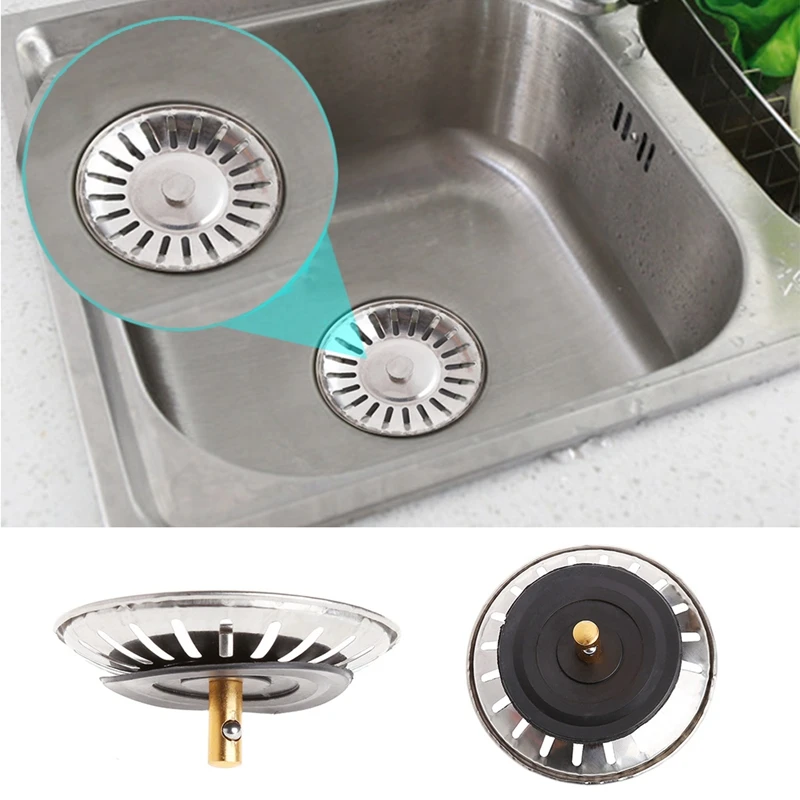 Kitchen Stainless Steel Basin Drain Dopant Sink Strainer Basket Waste Filter | Sinks