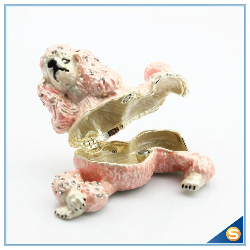 Оптовая продажа Пудель инкрустированная Ювелирная шкатулка винтажные