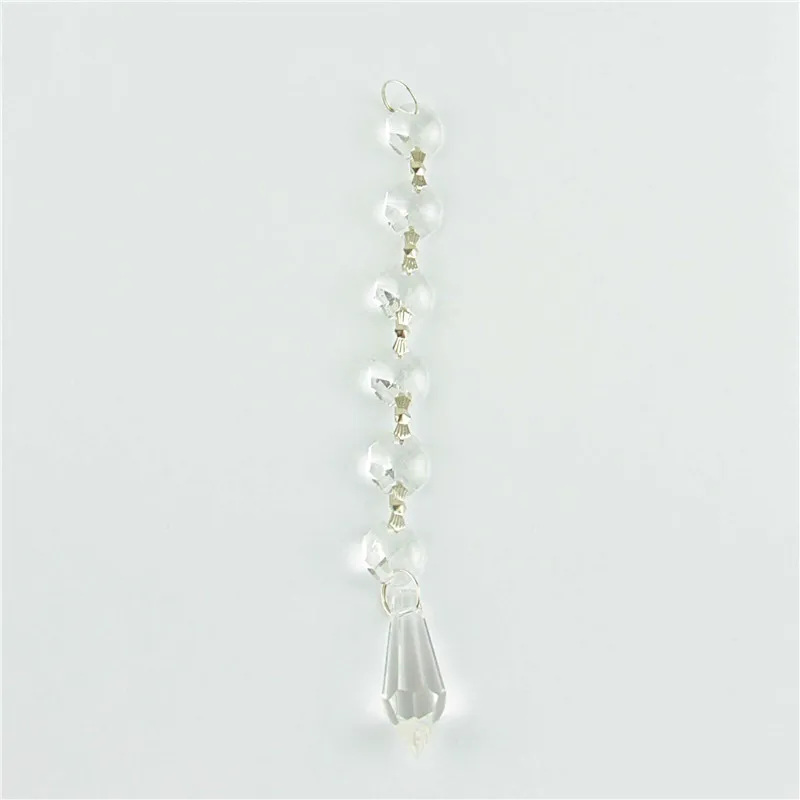 

Hot 38mm Clear Crystal Icicle Prism Lighting Pendant With 6Pcs Octagon Beads Chandelier Pendants Lamp Parts On Sale