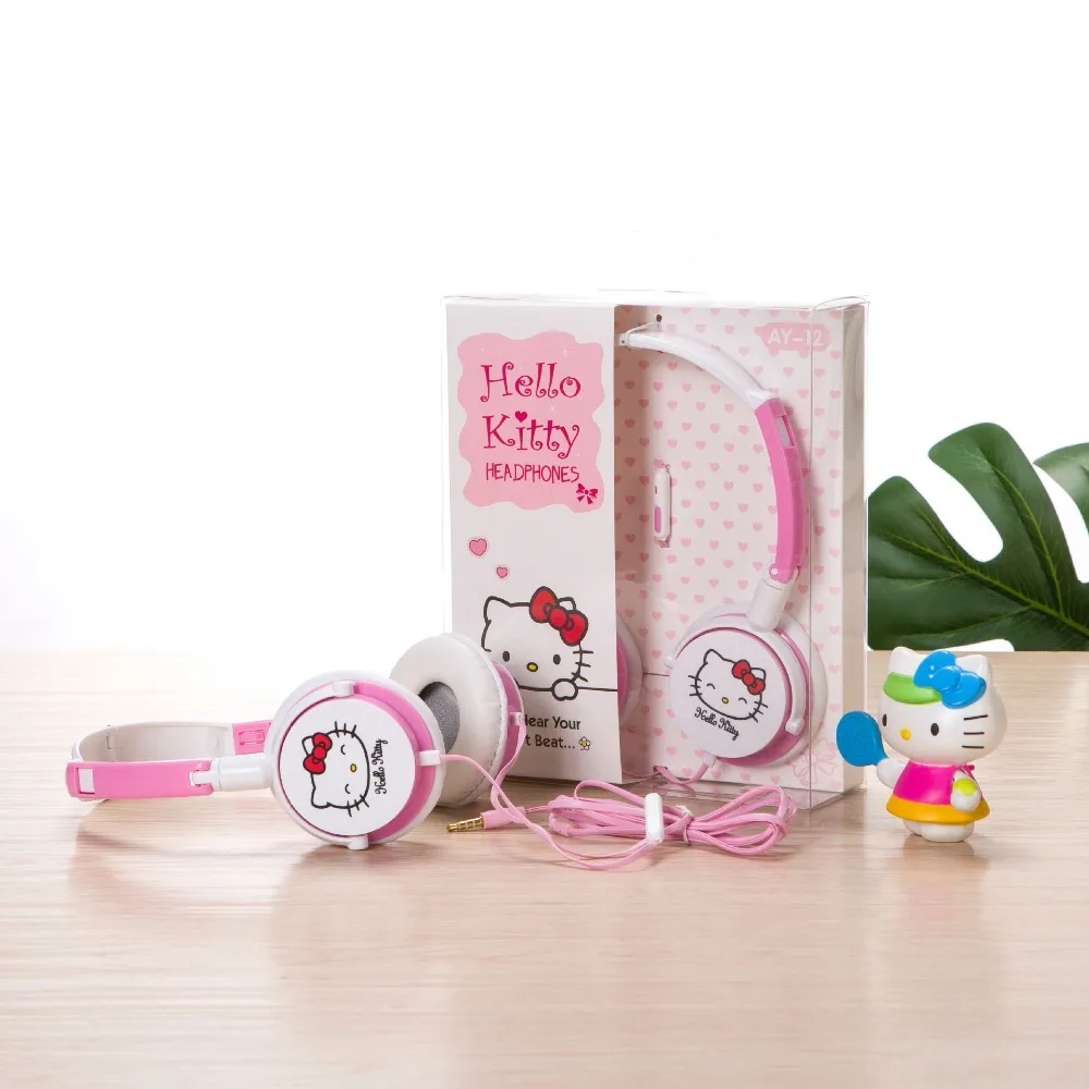 Милый мультфильм hello kitty 3 5 мм стерео мега бас складные наушники гарнитура Kawaii для