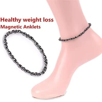 magnetic therapy loss weight bracelet anklet black gallstone stimulating acupoints slimning anti cellulite foot chain tool