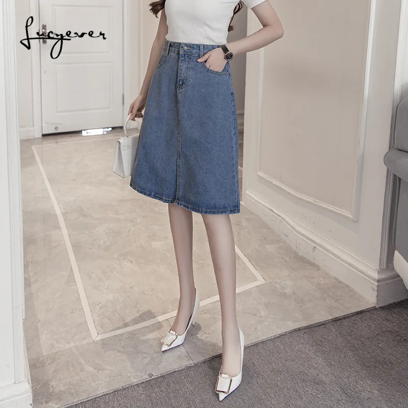 Женские джинсовые юбки JMPRS винтажные однотонные трапециевидные повседневные