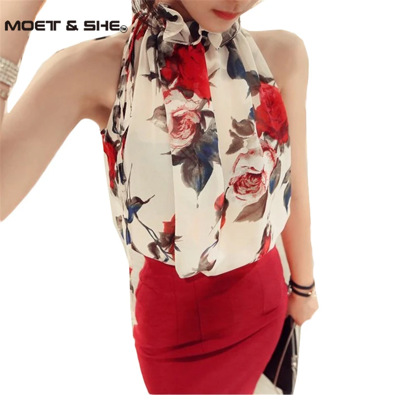 Женская блузка с цветочным принтом Add Two Colors Европейская летняя без рукавов