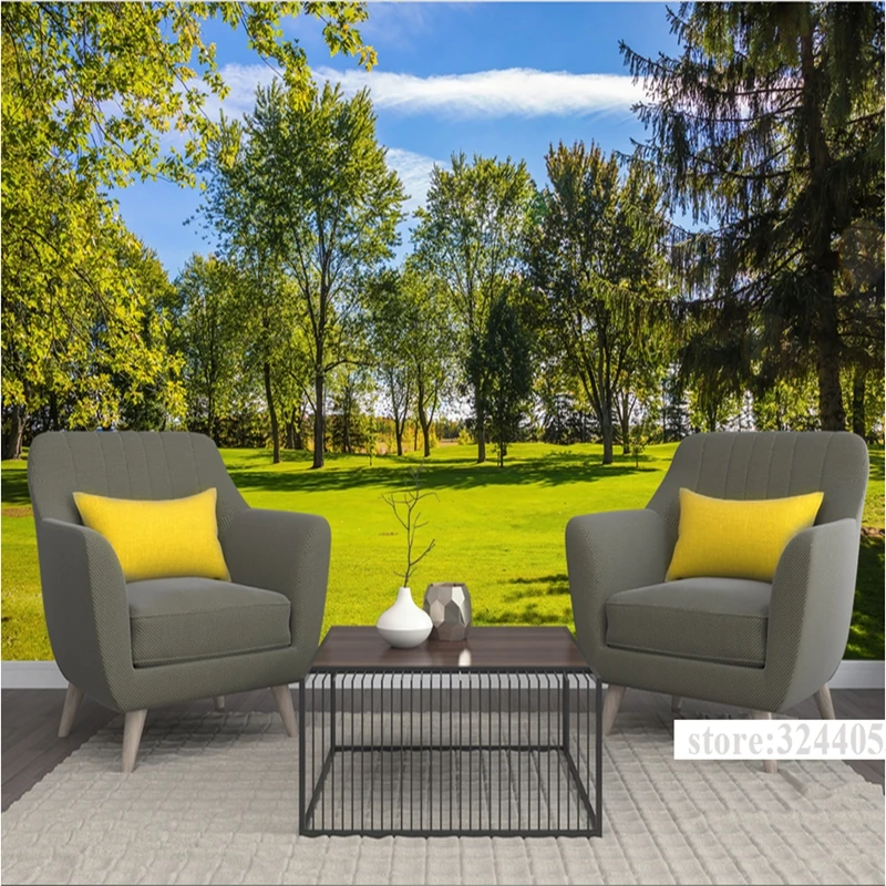 

3D Tree Wallpaper Customize Grass Forest Green Wallpaper Environment Friendly TV Background Living Room Kitchen Bedroom Study