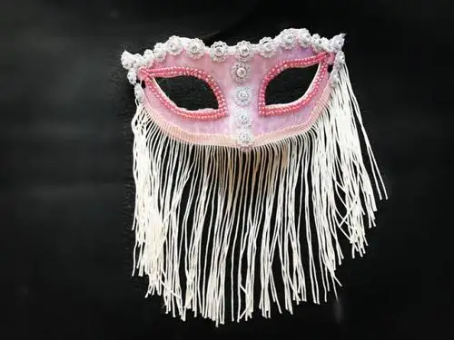pink Венеция высокого класса кисточкой Танец живота маска Хэллоуин маска для вечеринки Косплей Рождество сценический Подиум преувеличенные головные уборы - Цвет: pink