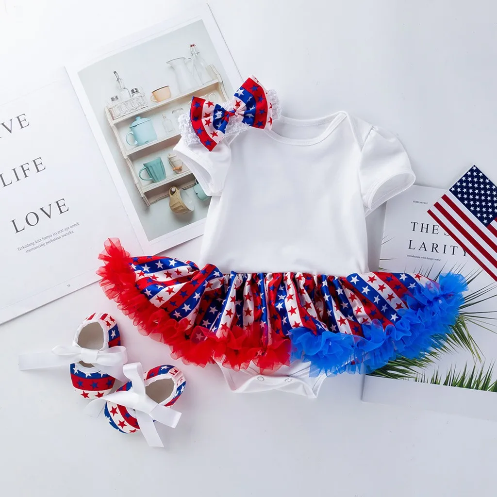 Модный комплект для малышей платье с короткими рукавами и принтом звезд