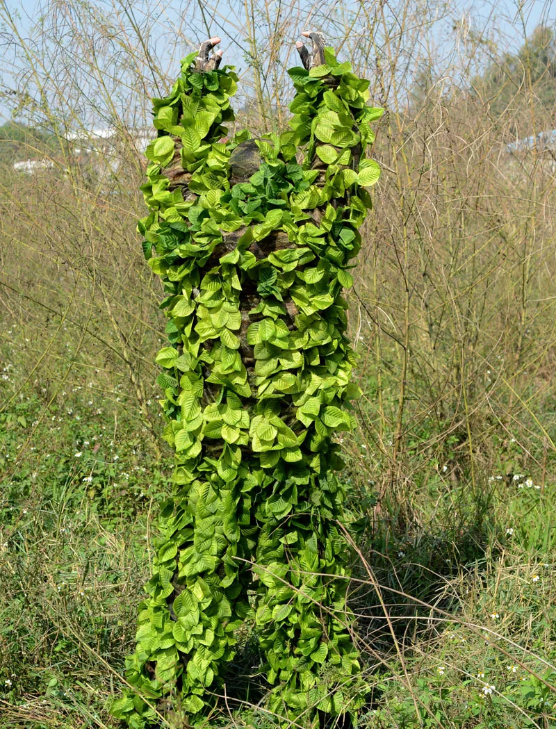 Открытый Охота наблюдение за птицами джунгли лист камуфляж ghillie Костюмы светильник CS стрельба обучение дышащий топы брюки комплект одежды