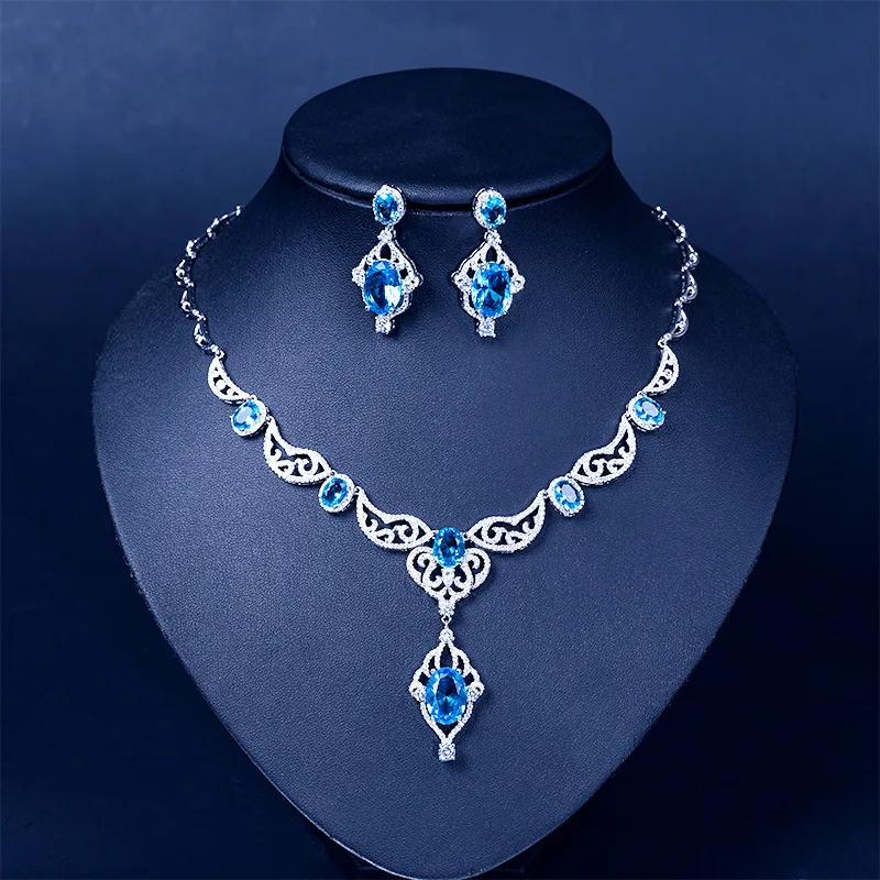 Женский светильник для свадьбы синий в форме яйца циркон ювелирный набор