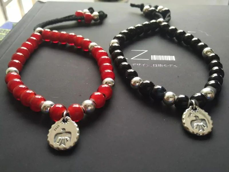 Винтажный Браслет из красных/черных бусин в индийском стиле для мужчин и женщин