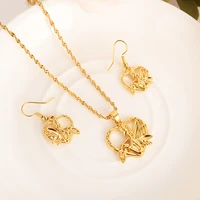 gold pendant necklaces drop earrings for women trendy lovely fairy fashionsweater chain long necklace party jewelry sets gift