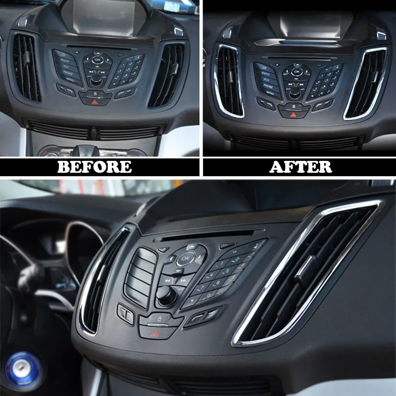 AX хром приборной панели вентиляционное отверстие Крышка для FORD ESCAPE KUGA 2013- отделка ободок гарнир передний выход рамка Молдинг