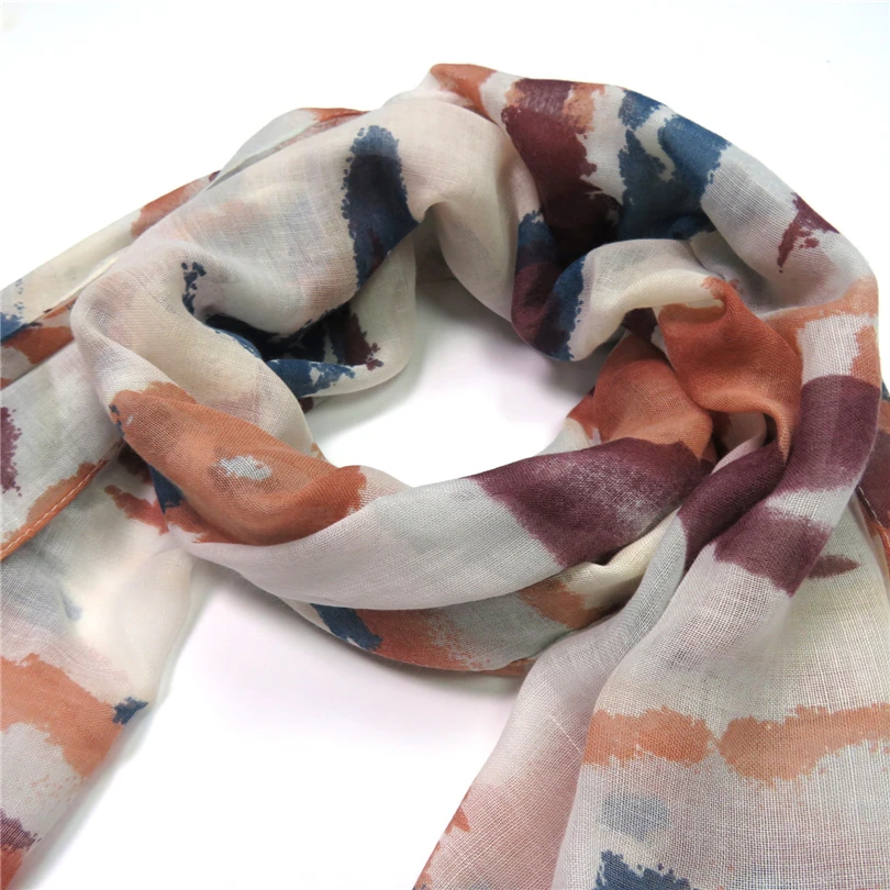 Кисточкой Шарф Для Женщин Печати Длинные Тонкие Шали Украл Дамы Полиэстер Типпет