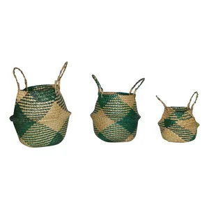 Складная корзина для хранения морских водорослей, подвесные декоративные корзины, садовый цветочный горшок ротанг-плантатор, тканый горшок для хранения, 1 шт.