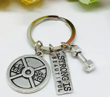 Винтажный серебряный 45lbs вес штанга фитнес-гири брелок подарки подходит для