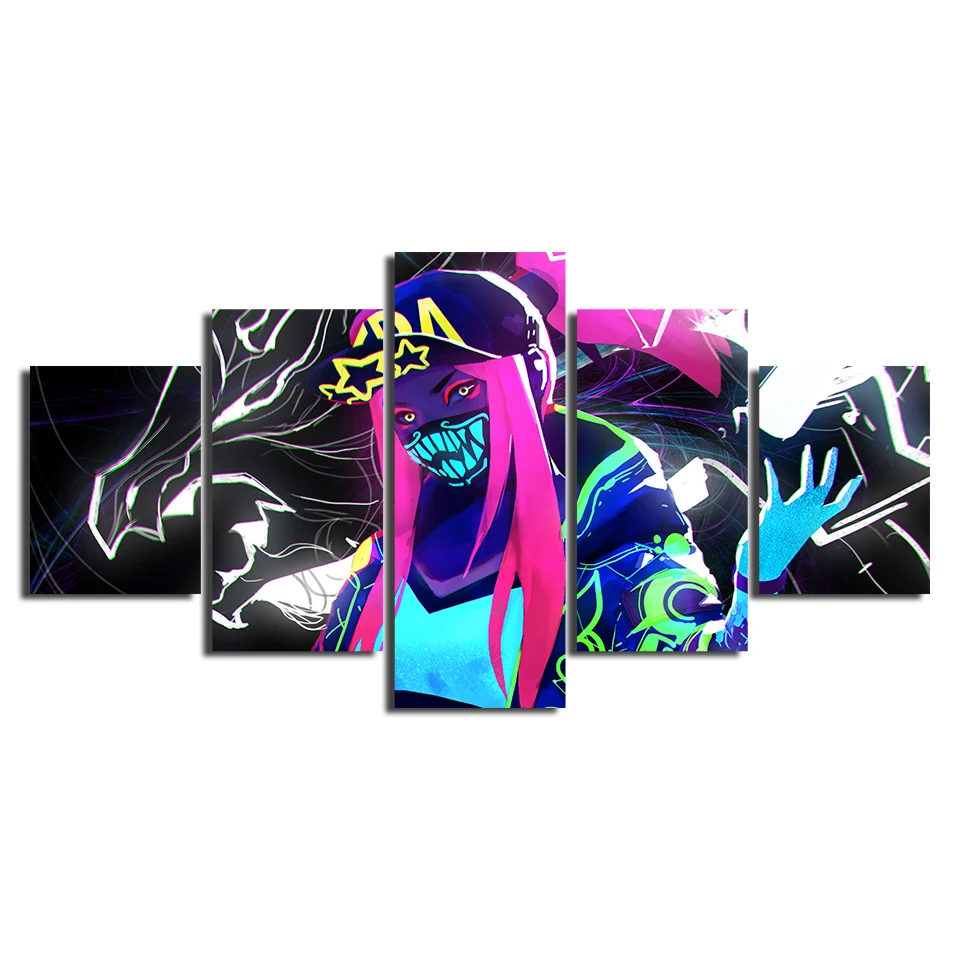 Модульные картины на холсте 5 шт. Akali K/DA League of Legends | Дом и сад
