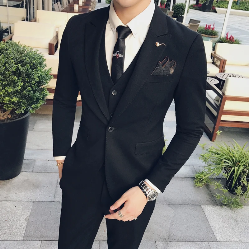 new Suits Three-piece suit men's suits gentleman SJT51 P300 polyester cotton and spandex 67-4%