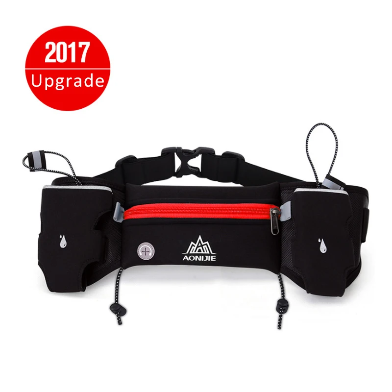 red C AONIJIE E834 поясная сумка для бега спортивный гидратационный пояс держатель для бутылки с водой для телефона поясная сумка марафон отражающая регулируемая - Цвет: red C