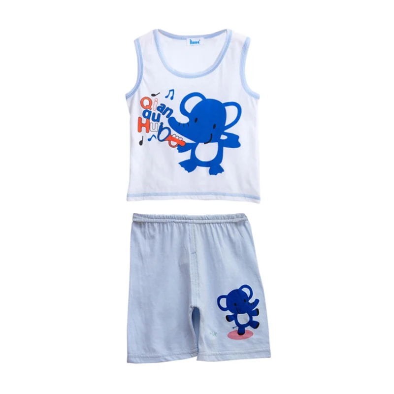 Kids Summer Baby Boys Printed Cartoon Sleeveless T-Shirt Tank Tops + Shorts Set Casual Clothes Outfits New Arrival FG34 | Детская одежда
