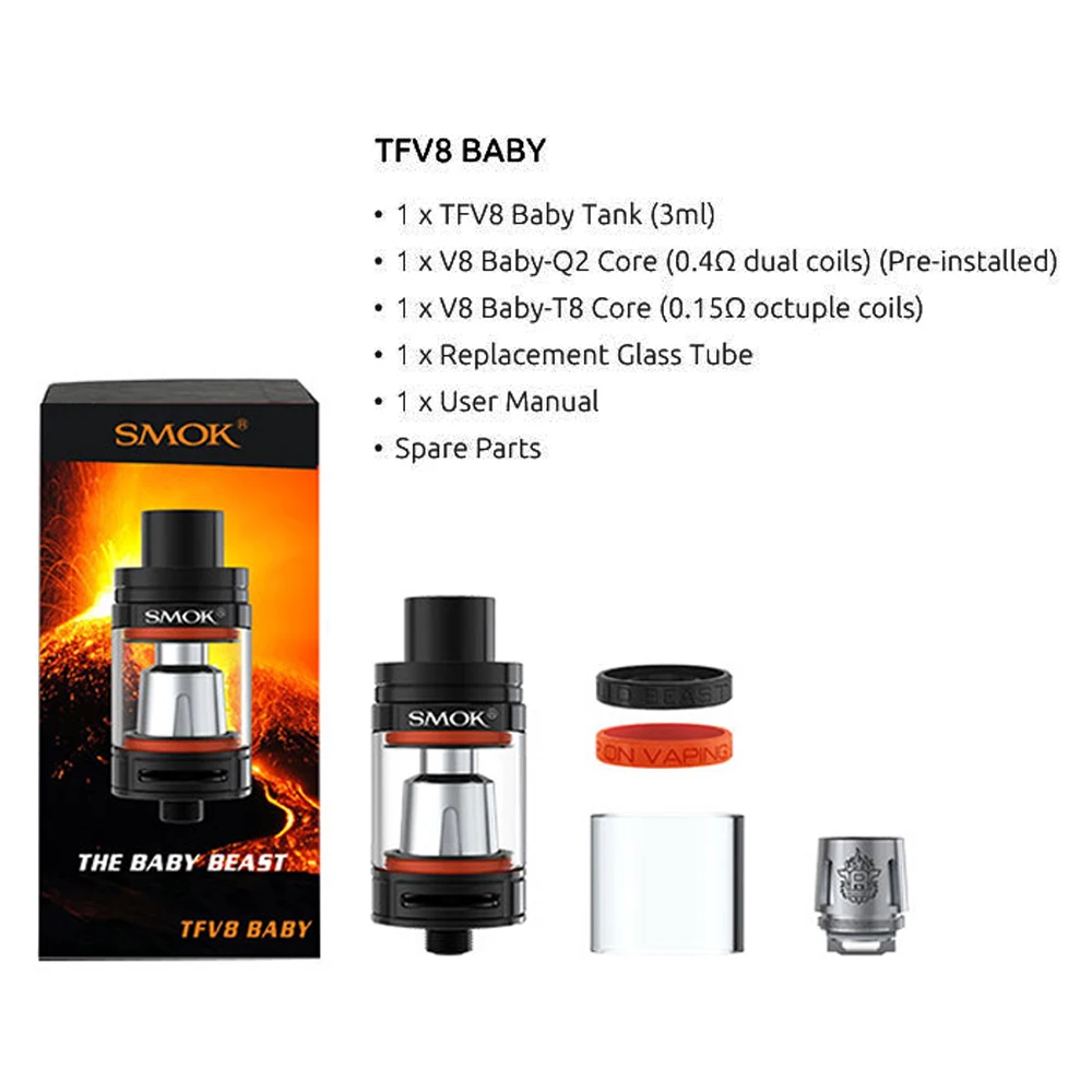 Оригинальный испаритель SMOK TFV8 Baby Beast 3 мл топ-наполнение Регулируемый воздушный