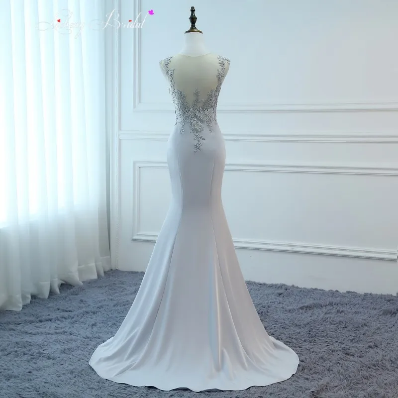 LC Люкс вечерние платья 2017 кристалл бисера русалка длинные sexy backless пром для черных