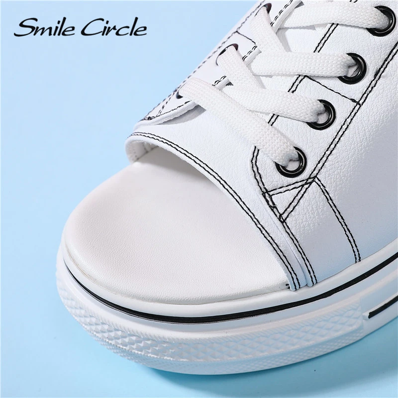 Женские шлепанцы Smile Circle летние уличные Шлепанцы из натуральной кожи на плоской
