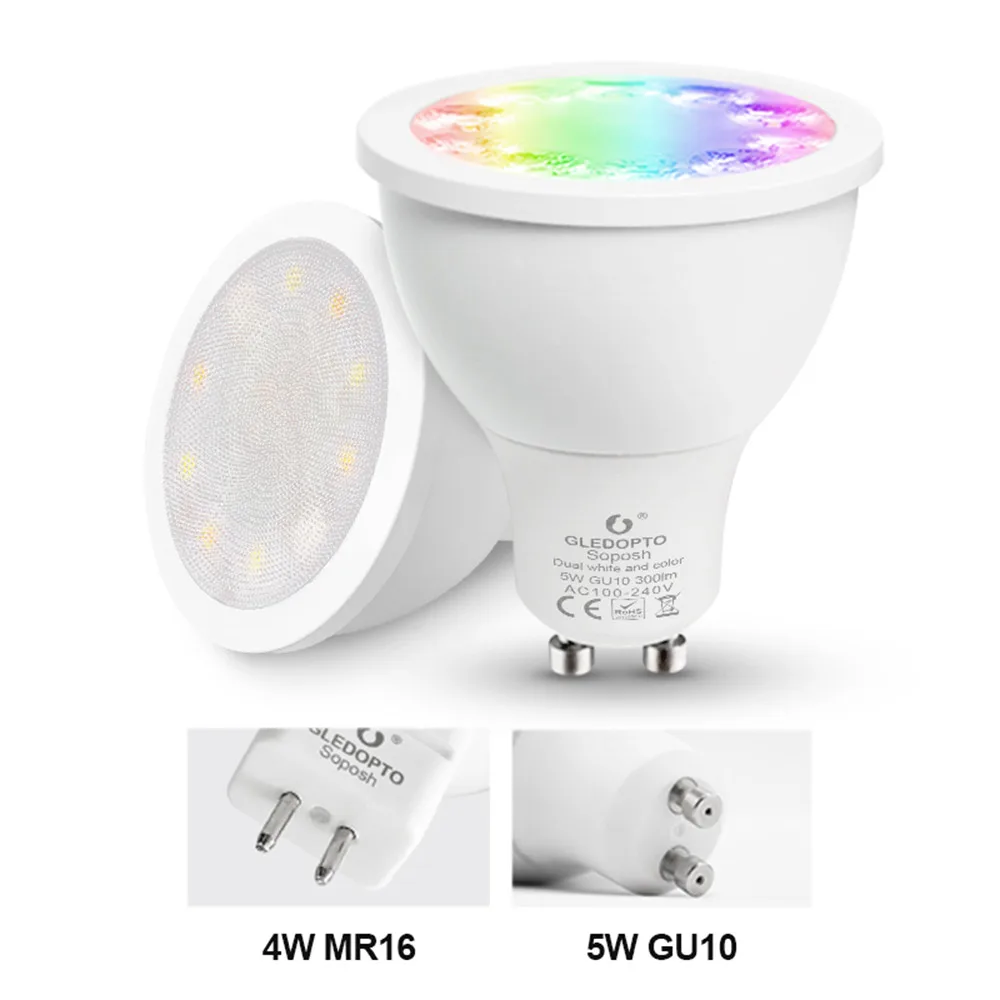 Приглушаемая светодиодная точечная лампа RGBCCT ZIGBEE 3 0 GU10 MR16 4 Вт 5 110 В 220 переменного