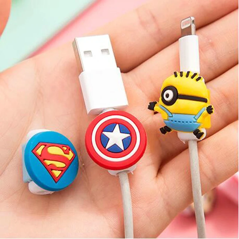 200 шт./лот мультфильм кабель USB для зарядки и переноса данный шнур протектор линии