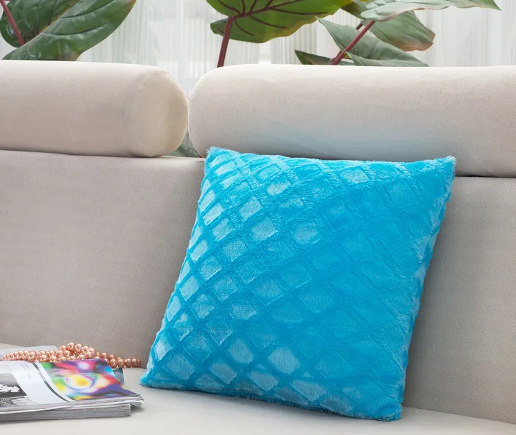 Sky Blue 45x45 см/17,72x17,7" Однотонная Одежда Подушка с ромбами крышка из хлопка и льна для декоративной диванной подушки сиденья Диван объятия Детские чехол - Цвет: Sky Blue