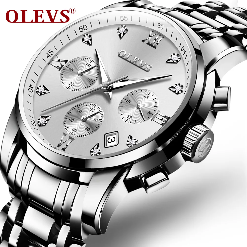 OLEVS Relogio Masculino мужские часы из нержавеющей стали Классические Модные Rhinestone