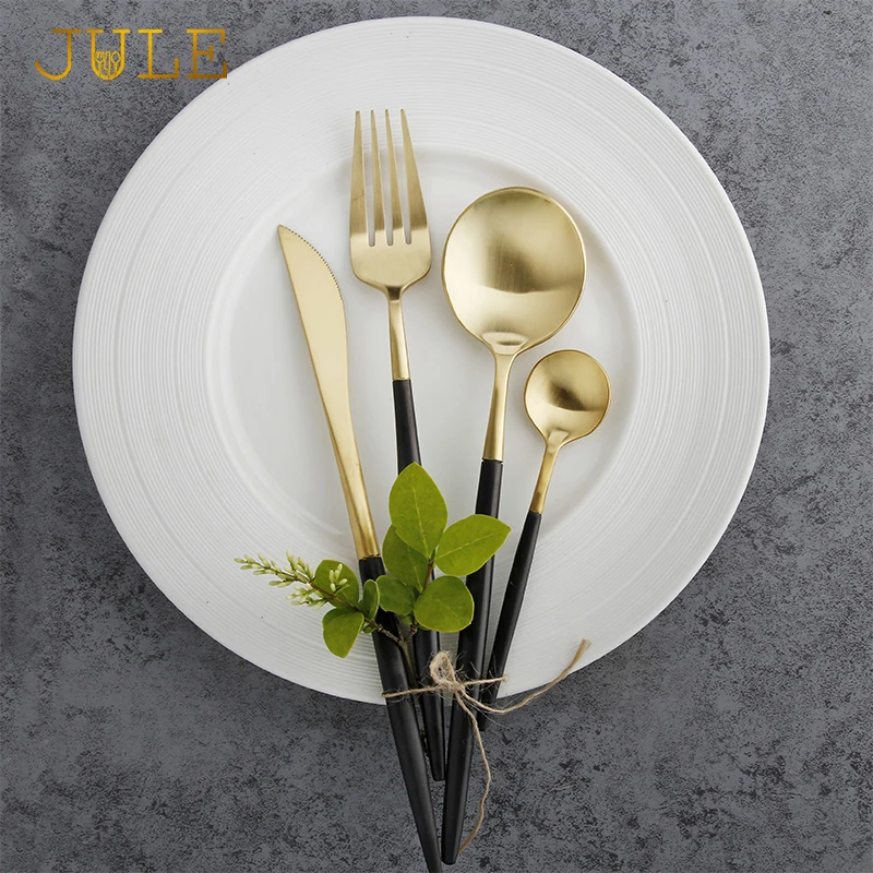 24 шт Черный набор столовых приборов высшего качества безопасный для еды 18/10