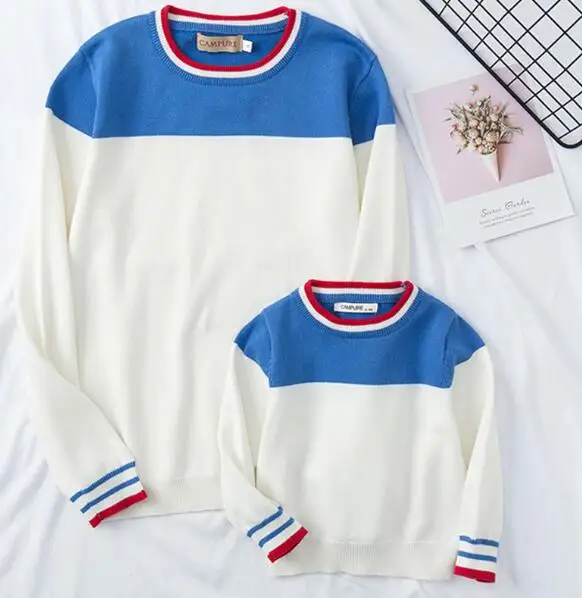 Blue Одежда для всей семьи; свитера для мамы, папы и дочки; одинаковые комплекты для семьи; Одинаковая одежда для мамы и дочки - Цвет: Blue