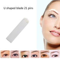 21 u shape pins flat blades for professional permanent makeup eyebrow pen manual tattoo needles supply 50 pcslot
