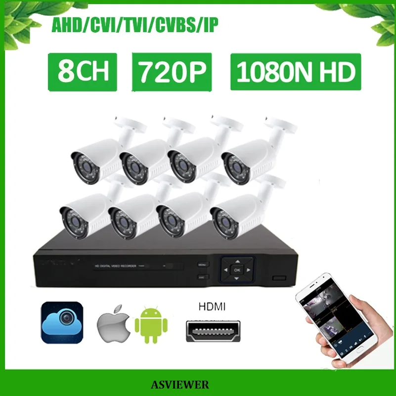 HD 8CH 1080N CCTV система безопасности 8 шт. 1000TVL IR наружная AHD 720P камера видеонаблюдения