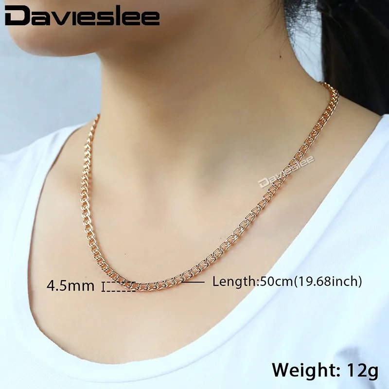 Davieslee ожерелье для женщин и мужчин 3 мм звено змеи 585 розовое золото заполненное женское ожерелье модное ювелирное изделие DGN462-GN463