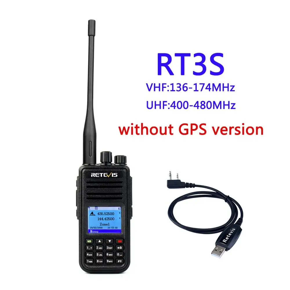 without GPS Retevis RT3S DMR цифровая рация(gps) Двухдиапазонная VHF UHF радиоприемник Amador двухсторонняя радиоприемопередатчик RT3 Модернизированная версия - Цвет: without GPS